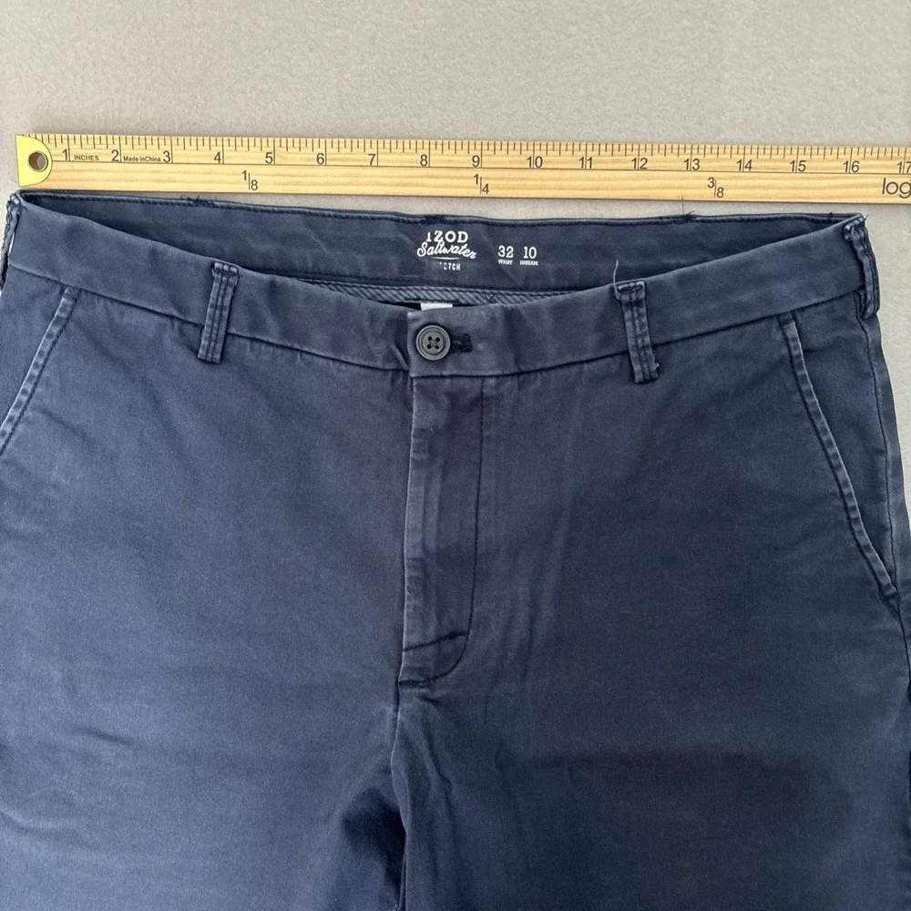 Izod Saltwater STRETCH 32x10 BLUE Classic Cotton Shorts Mens EXCELLENT Fast Ship